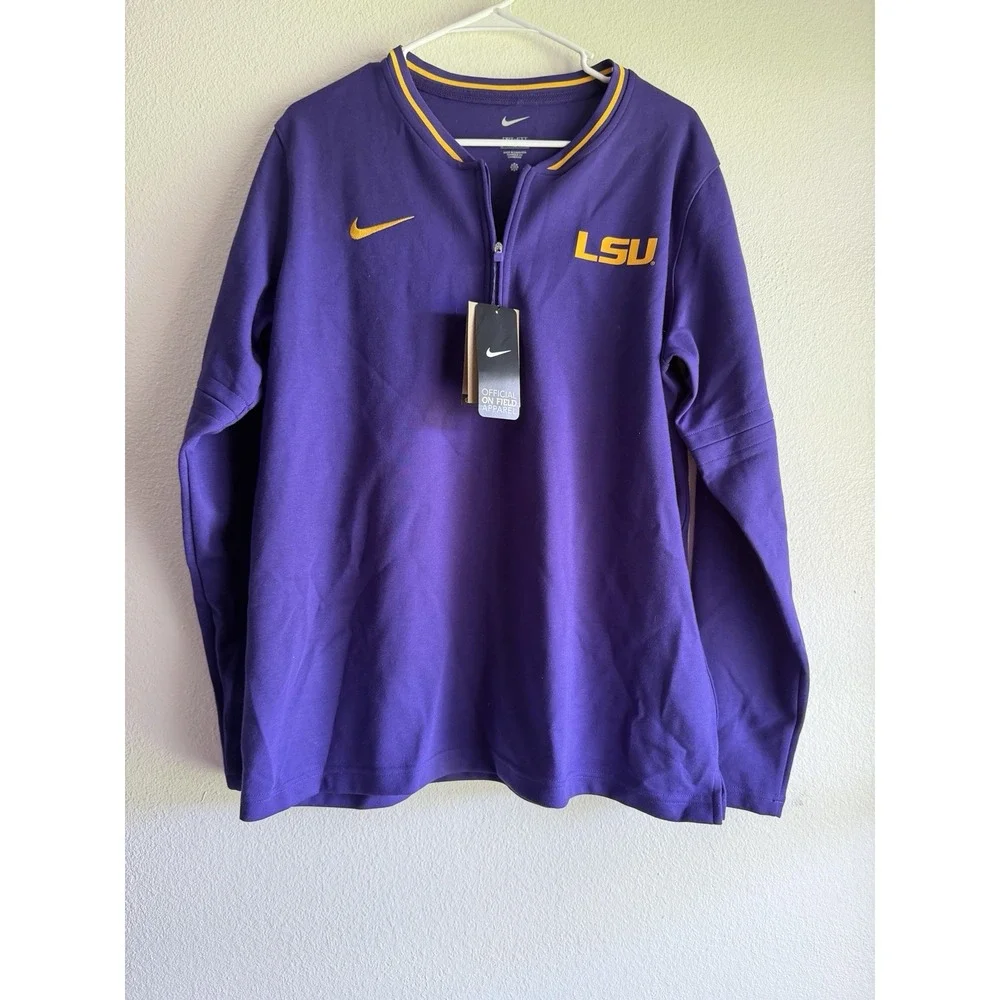 New LSU Tigers Shirt Womens XL Purple Nike Dri-Fit Long Sleeve 1/4 Zip NCAA